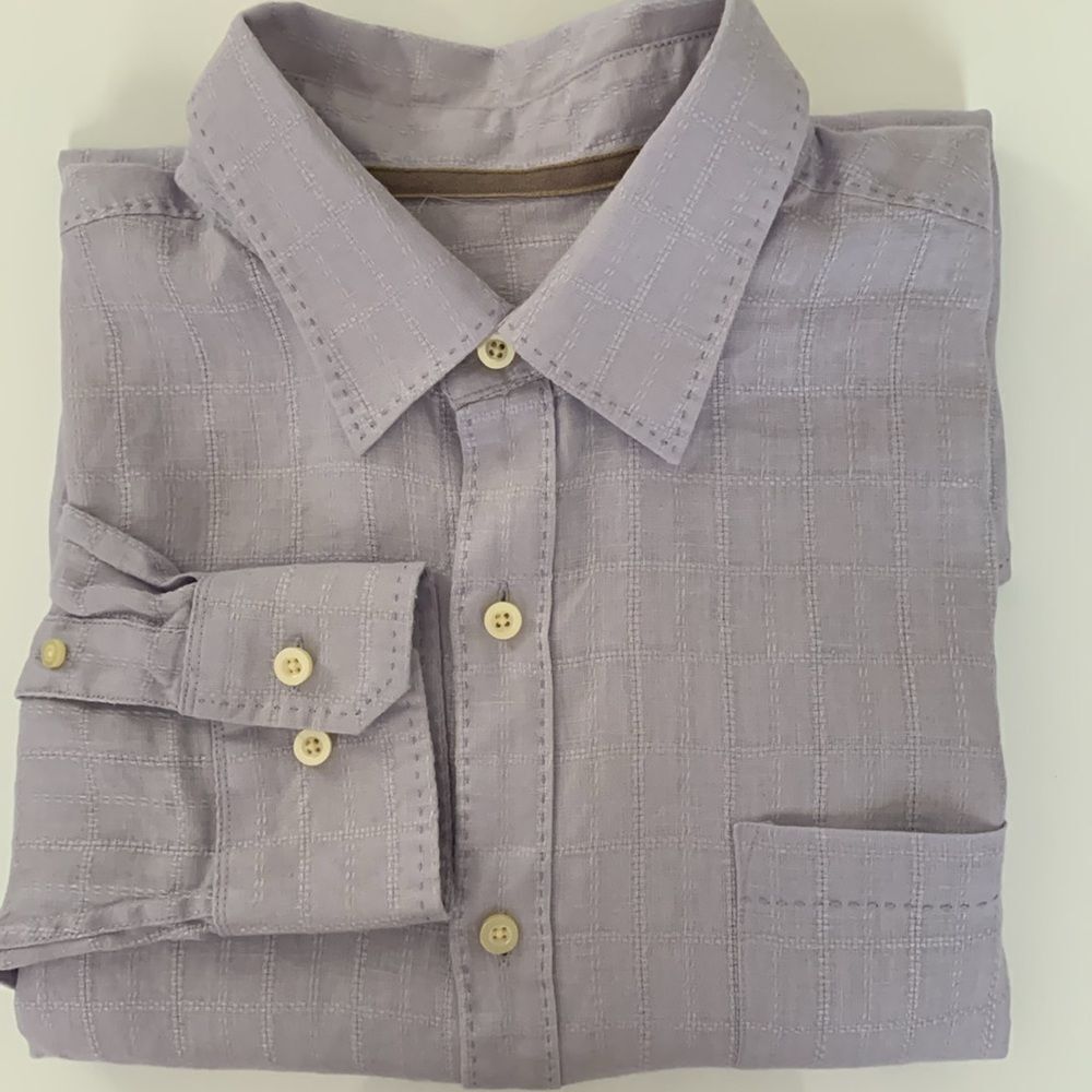 Tommy Bahama Men's Linen Light Lavender Button-Up Shirt Size L